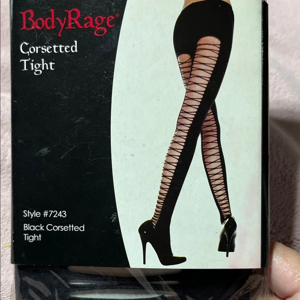 Spencer's Black Corsetted Tights